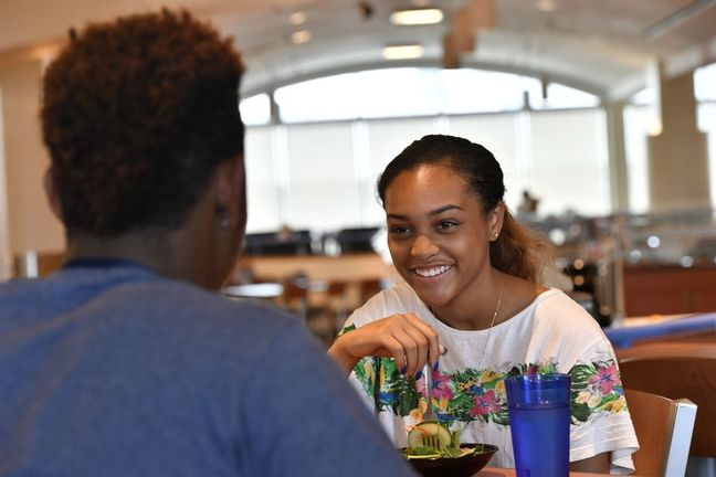 students  eat at a dining hall